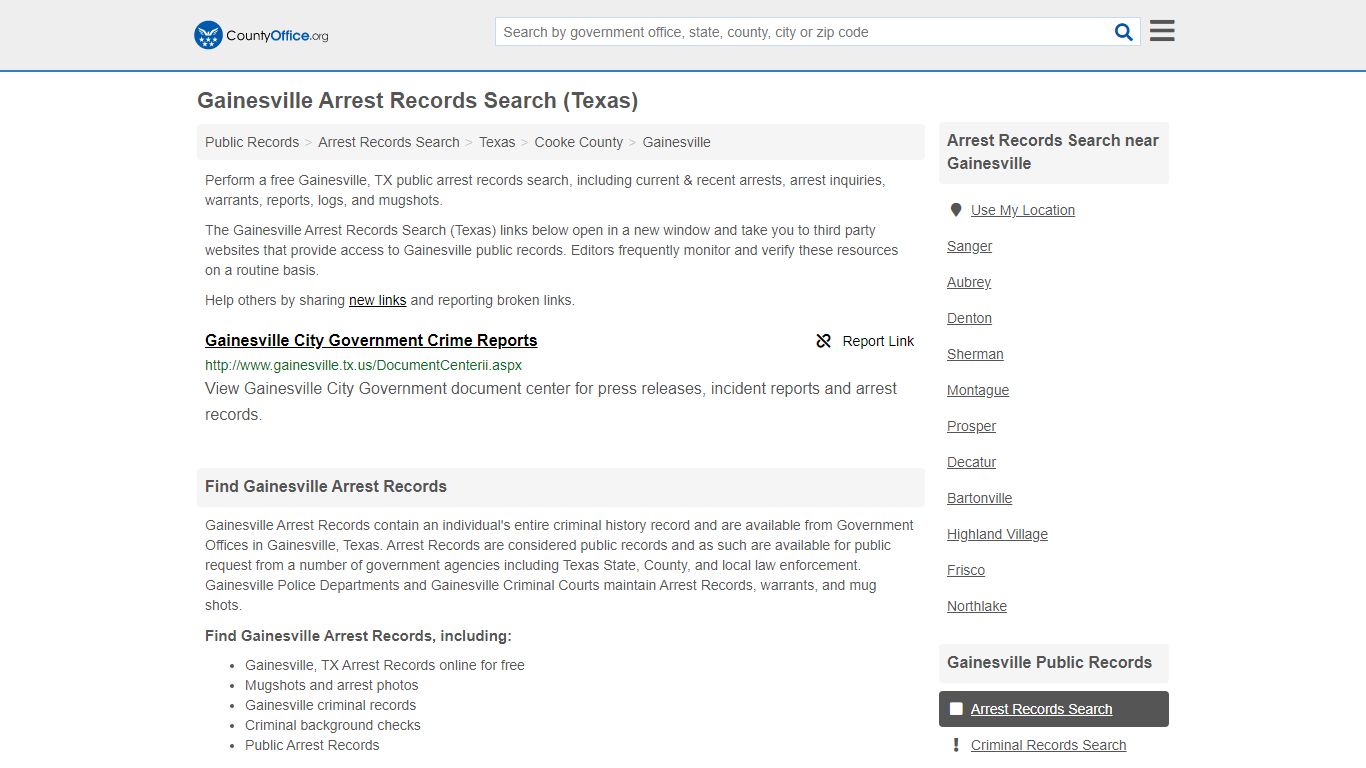 Arrest Records Search - Gainesville, TX (Arrests & Mugshots)